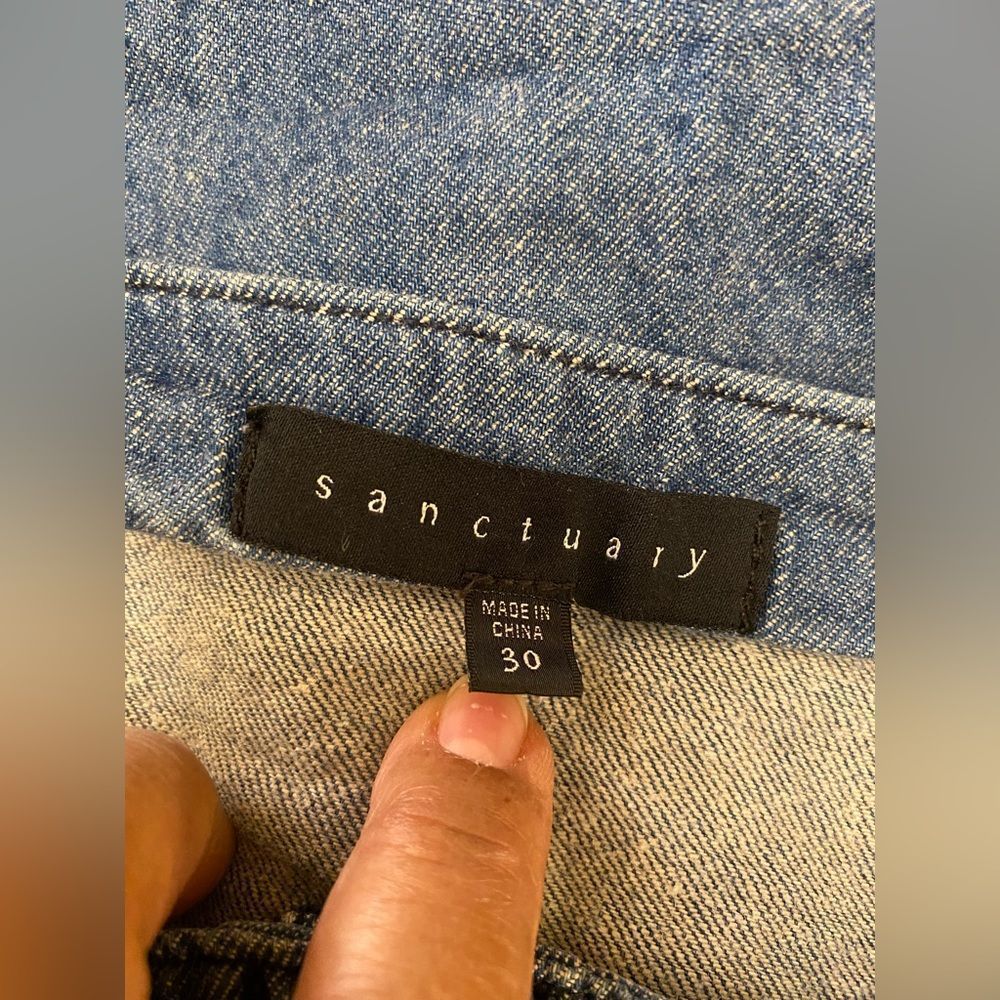 SANCTUARY BLUE MARINE-WASH SNAP FRONT POCKETS DENIM SKIRT 30 - Picture 3 of 9